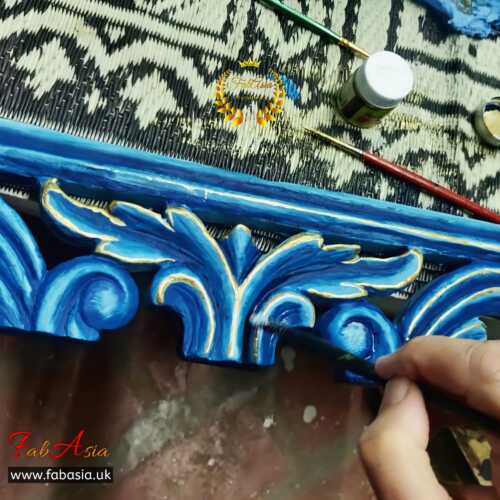 FabAsia Royal Blue Carved Mirror Frame 3