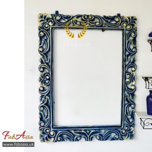 Royal Blue Carved Mirror Frame 4