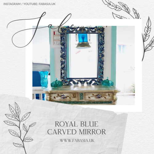 FabAsia Royal Blue Carved Mirror Frame