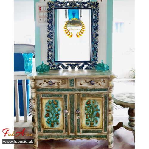 FabAsia Royal Blue Carved Mirror Frame 8