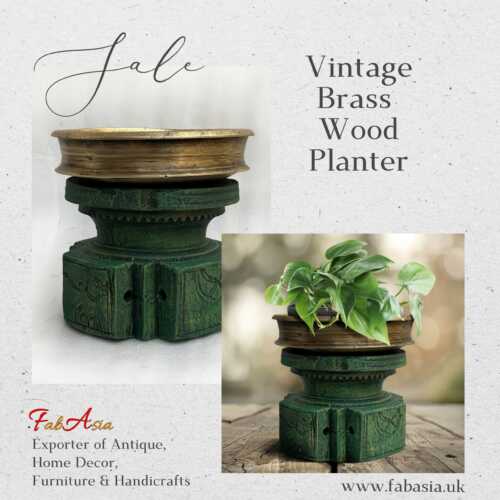 FabAsia Vintage Brass wood planter 1 scaled scaled